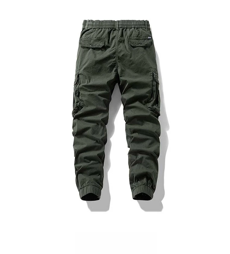 2026 Men's Baggy Cargo Pants 97%Cotton Work Trousers Multi-Pocket Casual Sports Pants Elastic Waist Outdoor Overalls Trousers