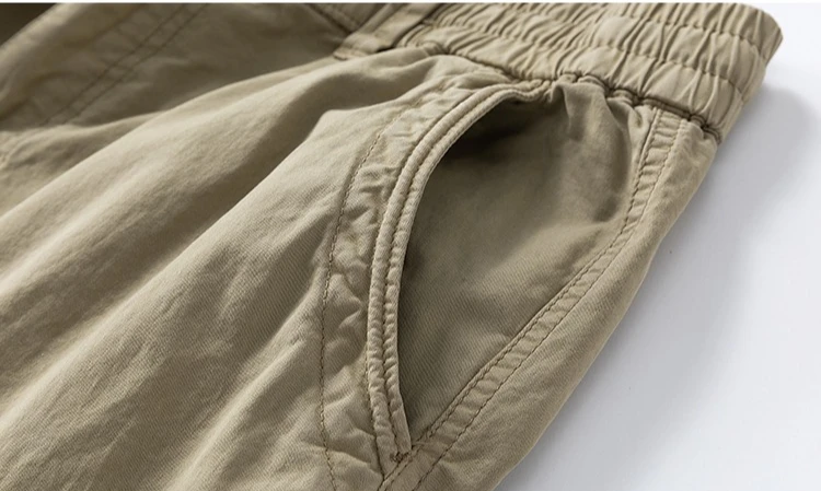 2026 Men's Baggy Cargo Pants 97%Cotton Work Trousers Multi-Pocket Casual Sports Pants Elastic Waist Outdoor Overalls Trousers