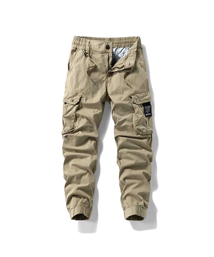 2026 Men's Baggy Cargo Pants 97%Cotton Work Trousers Multi-Pocket Casual Sports Pants Elastic Waist Outdoor Overalls Trousers