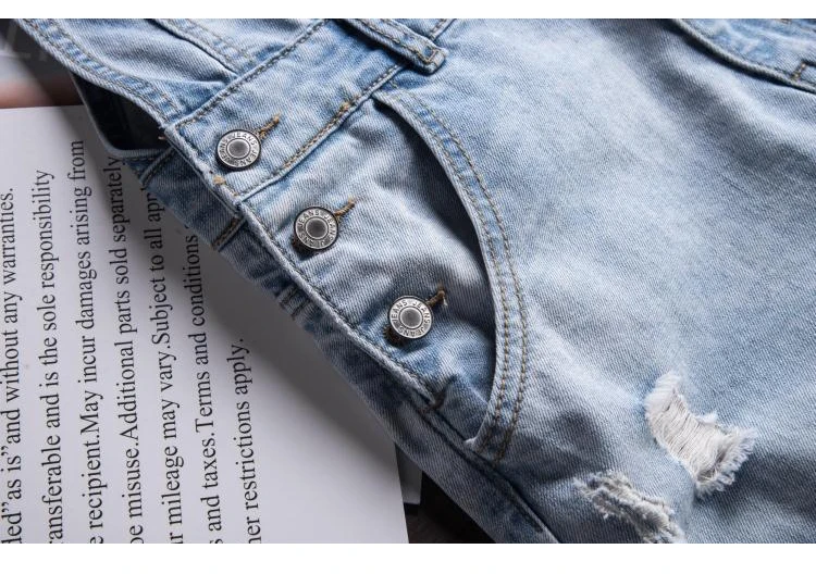 Men's Light Blue Slim Snow Washed Denim Bib Overalls for Tall Big Plus Size Hole Ripped Suspenders Jumpsuits Cargo Torn Jeans