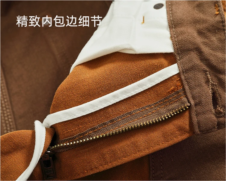 Autumn and winter heavy high-end vintage overalls men bead canvas grain color patchwork logging motorcycle casual pants tide