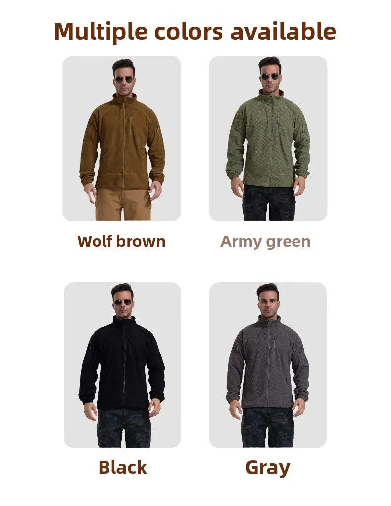 Football Cap Fleece Outdoor Cycling Hiking Fishing, Camping Sport, Stand-up Collar Fleece Jacket, Tactical Warm-weather Coat