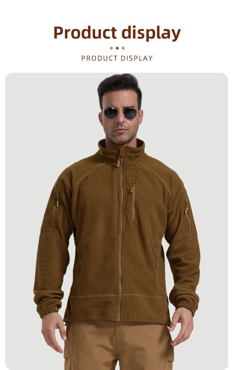 Football Cap Fleece Outdoor Cycling Hiking Fishing, Camping Sport, Stand-up Collar Fleece Jacket, Tactical Warm-weather Coat