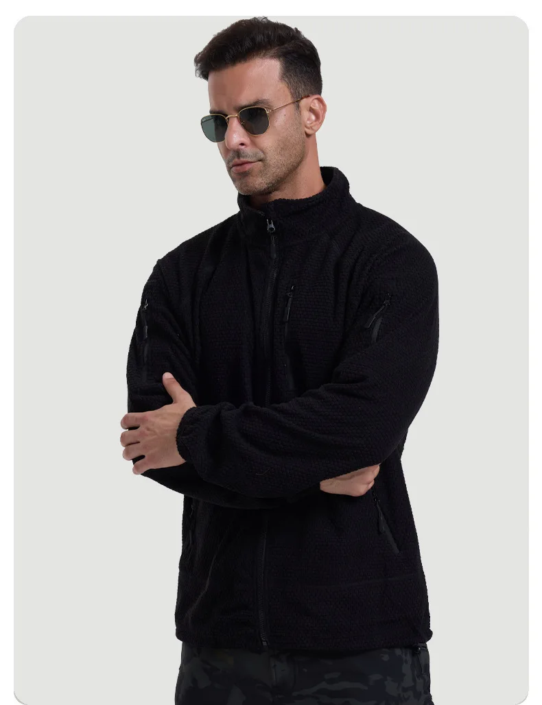 Football Cap Fleece Outdoor Cycling Hiking Fishing, Camping Sport, Stand-up Collar Fleece Jacket, Tactical Warm-weather Coat