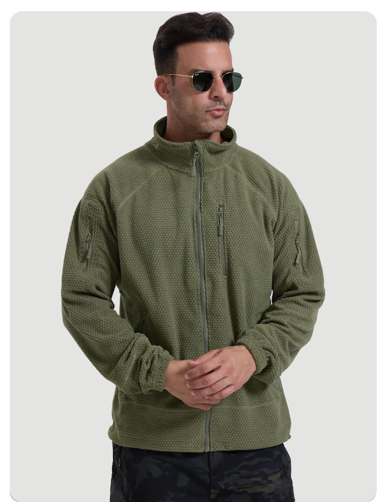 Football Cap Fleece Outdoor Cycling Hiking Fishing, Camping Sport, Stand-up Collar Fleece Jacket, Tactical Warm-weather Coat