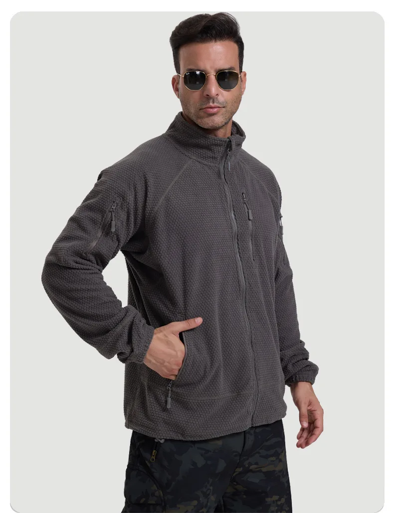 Football Cap Fleece Outdoor Cycling Hiking Fishing, Camping Sport, Stand-up Collar Fleece Jacket, Tactical Warm-weather Coat