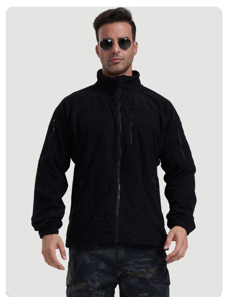 Football Cap Fleece Outdoor Cycling Hiking Fishing, Camping Sport, Stand-up Collar Fleece Jacket, Tactical Warm-weather Coat
