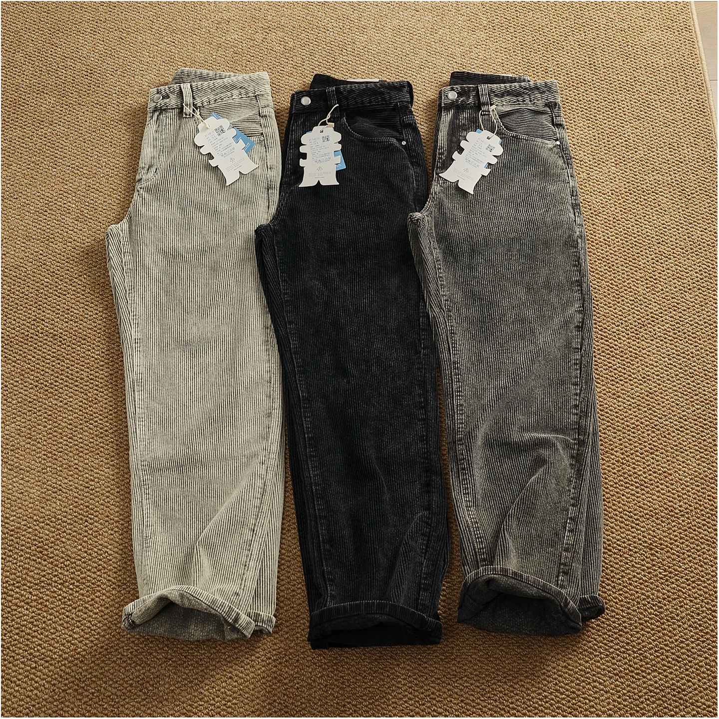 Heavy corduroy straight loose casual pants men's new basic simple versatile trousers