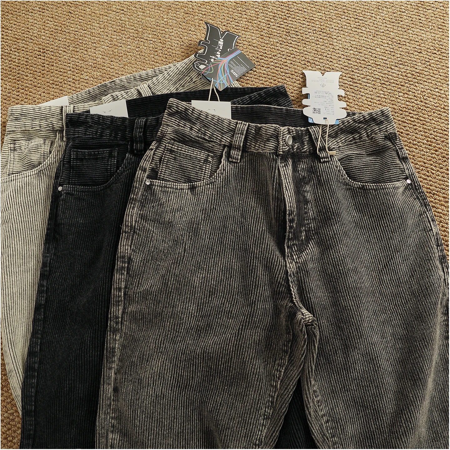 Heavy corduroy straight loose casual pants men's new basic simple versatile trousers