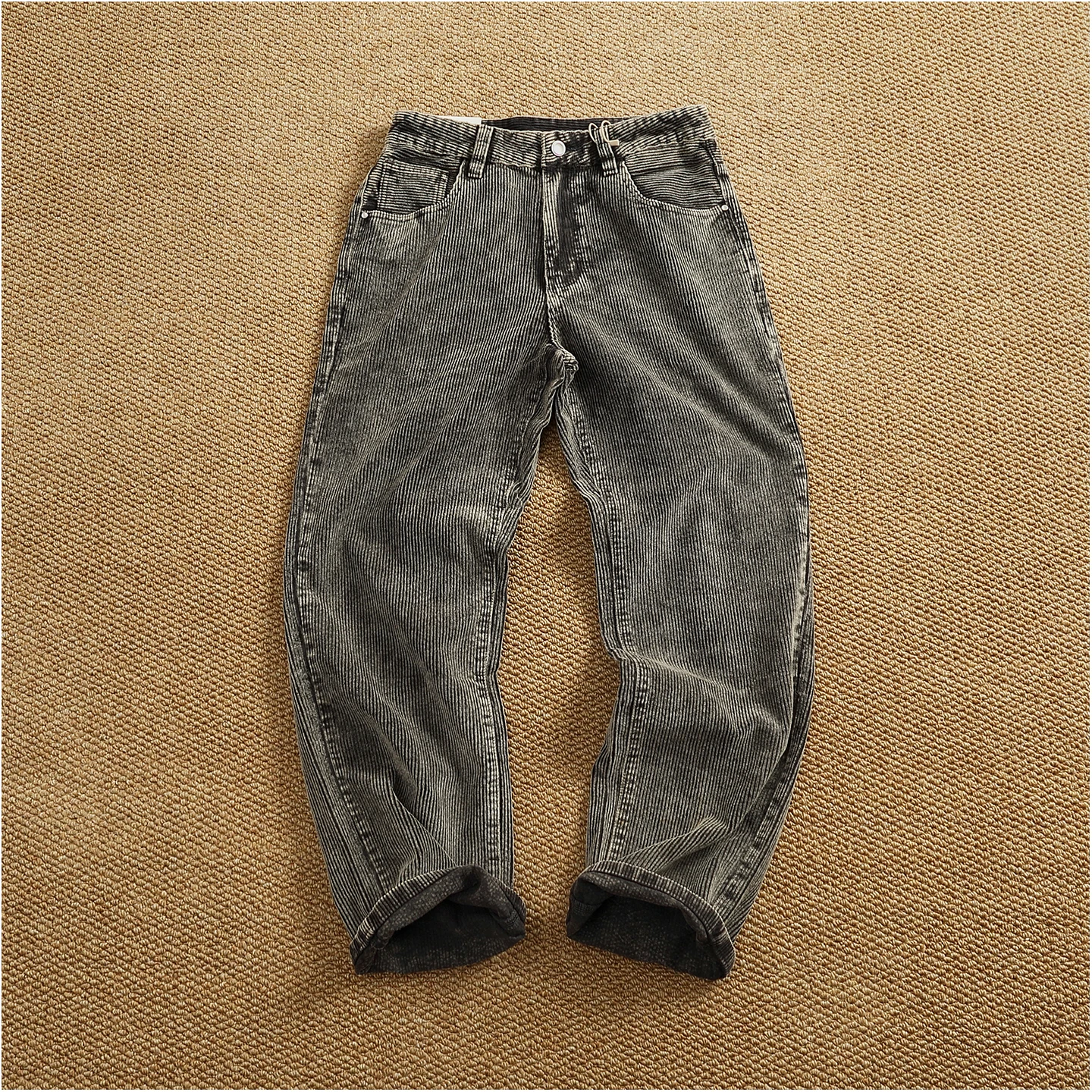 Heavy corduroy straight loose casual pants men's new basic simple versatile trousers