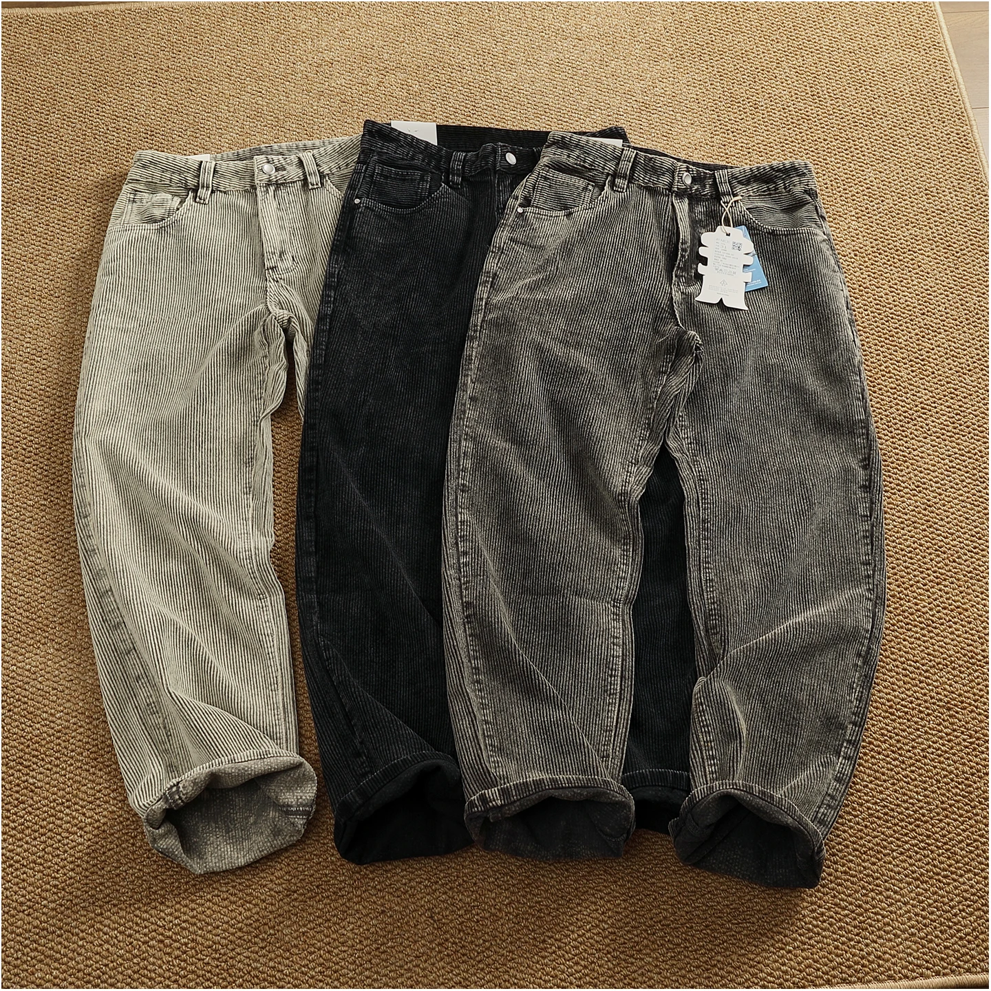 Heavy corduroy straight loose casual pants men's new basic simple versatile trousers