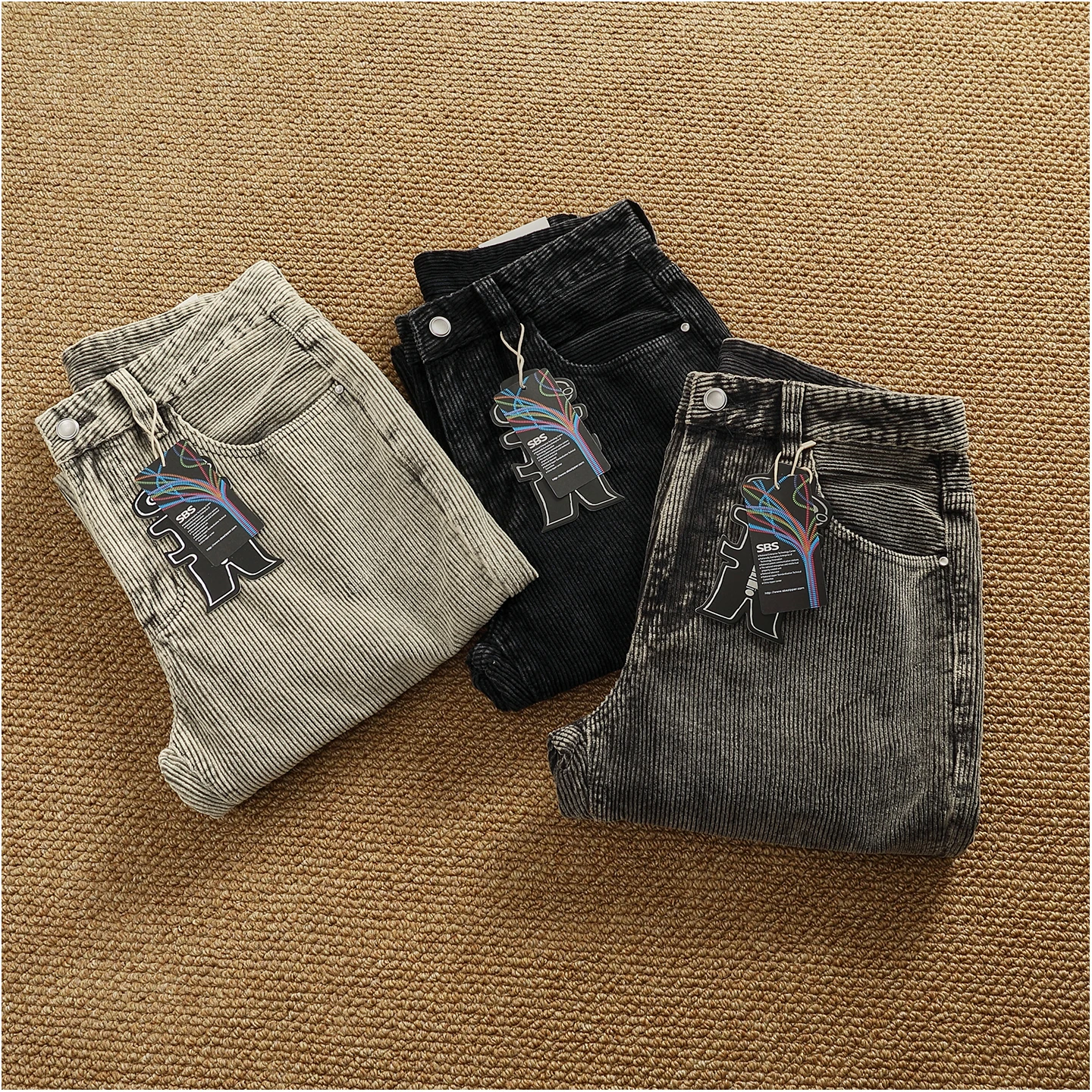 Heavy corduroy straight loose casual pants men's new basic simple versatile trousers