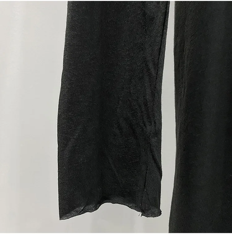High Street Cotton T-shirts Tops Men's Style | Autumn/Winter Thin Dark Knitted Base Long Sleeve Casual Tshirt TEE Shirt