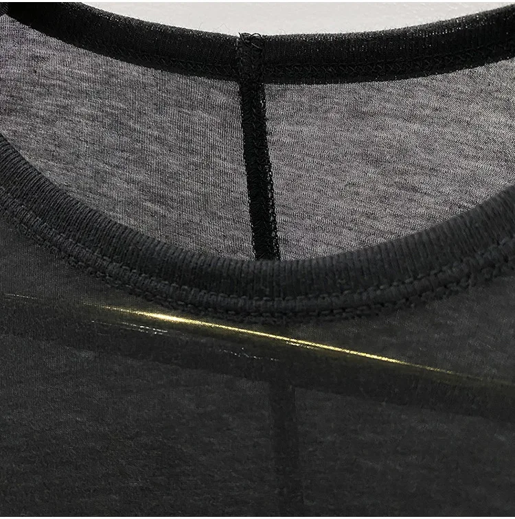 High Street Cotton T-shirts Tops Men's Style | Autumn/Winter Thin Dark Knitted Base Long Sleeve Casual Tshirt TEE Shirt