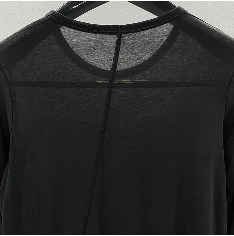 High Street Cotton T-shirts Tops Men's Style | Autumn/Winter Thin Dark Knitted Base Long Sleeve Casual Tshirt TEE Shirt