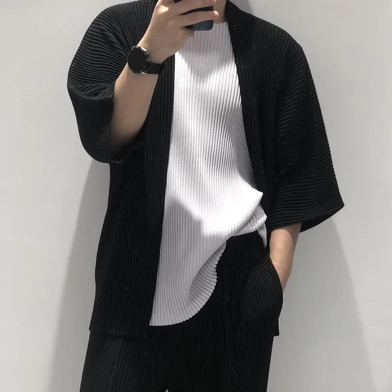 Miyake Pleated Jacket Men's Cardigan Japanese 2025 Spring and Summer New Pleated Men's Loose Big Yards Jacket Hundred Loose Tops
