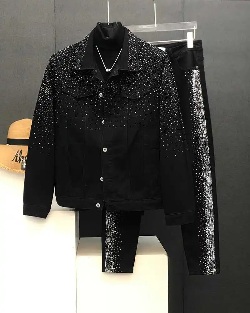 Fashionable Hot Diamond Jacket Spring and Autumn 2025 New Men's Tops Retro Short Jackets