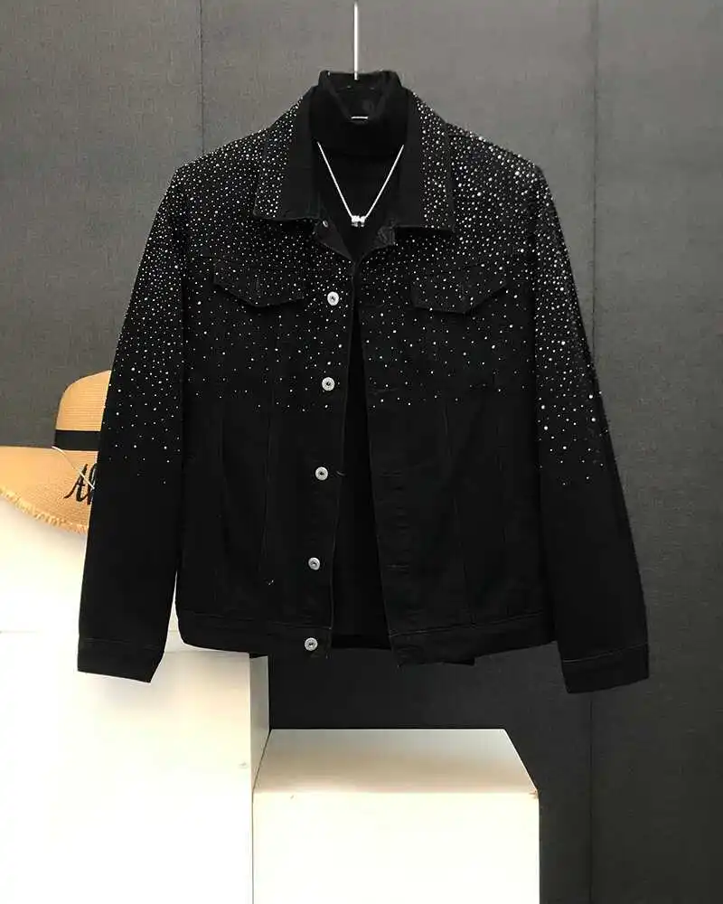 Fashionable Hot Diamond Jacket Spring and Autumn 2025 New Men's Tops Retro Short Jackets