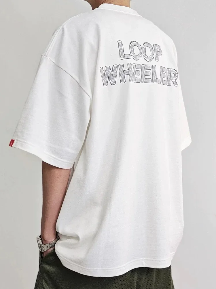 BEAMS JAPAN LOOPWHEELER Letter-printed cotton casual short-sleeved T-shirt