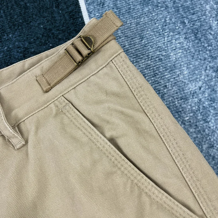 Men's Heavyweight 100% Cotton American Vintage Washed Cargo Shorts Summer Japanese Streetwear Multi-Pocket Mid-Length Workwear