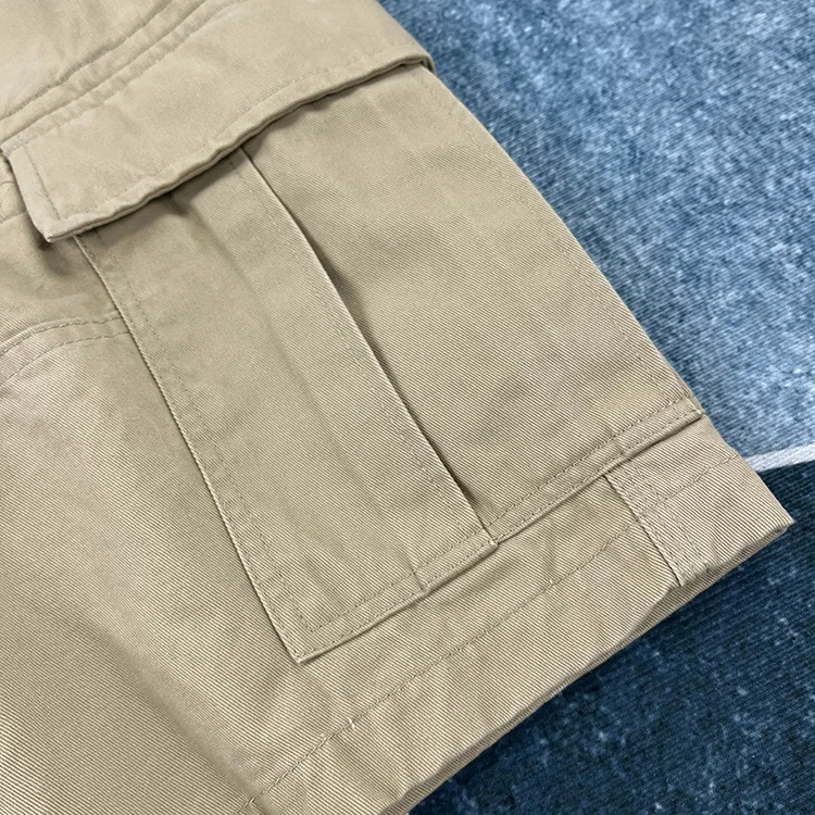 Men's Heavyweight 100% Cotton American Vintage Washed Cargo Shorts Summer Japanese Streetwear Multi-Pocket Mid-Length Workwear