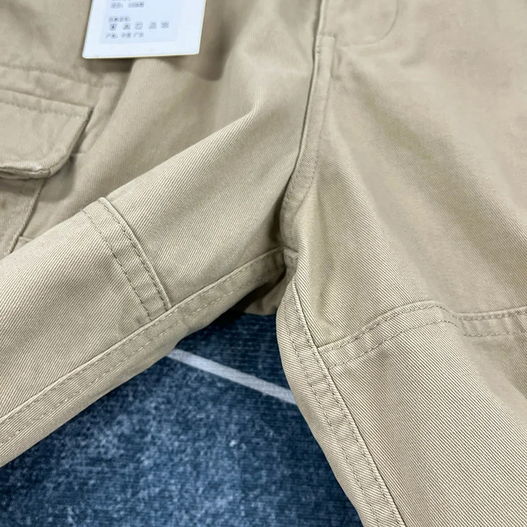 Men's Heavyweight 100% Cotton American Vintage Washed Cargo Shorts Summer Japanese Streetwear Multi-Pocket Mid-Length Workwear