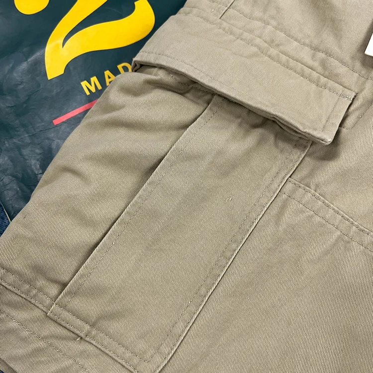 Men's Heavyweight 100% Cotton American Vintage Washed Cargo Shorts Summer Japanese Streetwear Multi-Pocket Mid-Length Workwear