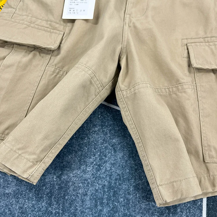 Men's Heavyweight 100% Cotton American Vintage Washed Cargo Shorts Summer Japanese Streetwear Multi-Pocket Mid-Length Workwear
