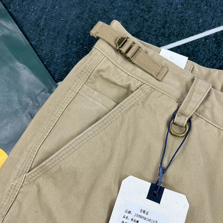 Men's Heavyweight 100% Cotton American Vintage Washed Cargo Shorts Summer Japanese Streetwear Multi-Pocket Mid-Length Workwear