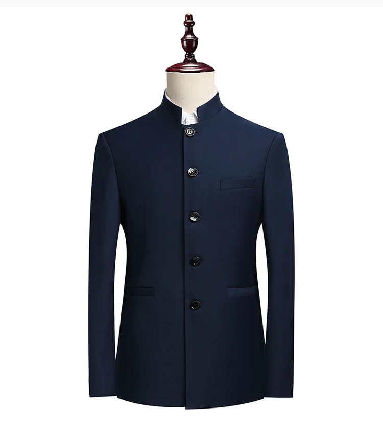 Suit (Blazer+ Pants) Men's Fashion Gentleman Business Outdoor Standing Collar Gentleman Wedding Work Slim Casual MAO Suit