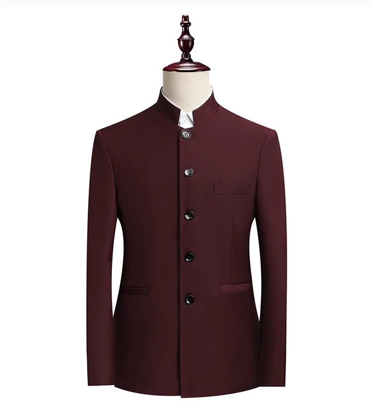 Suit (Blazer+ Pants) Men's Fashion Gentleman Business Outdoor Standing Collar Gentleman Wedding Work Slim Casual MAO Suit