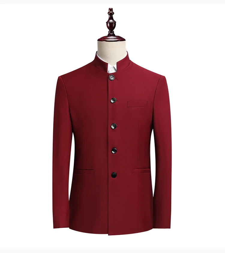 Suit (Blazer+ Pants) Men's Fashion Gentleman Business Outdoor Standing Collar Gentleman Wedding Work Slim Casual MAO Suit