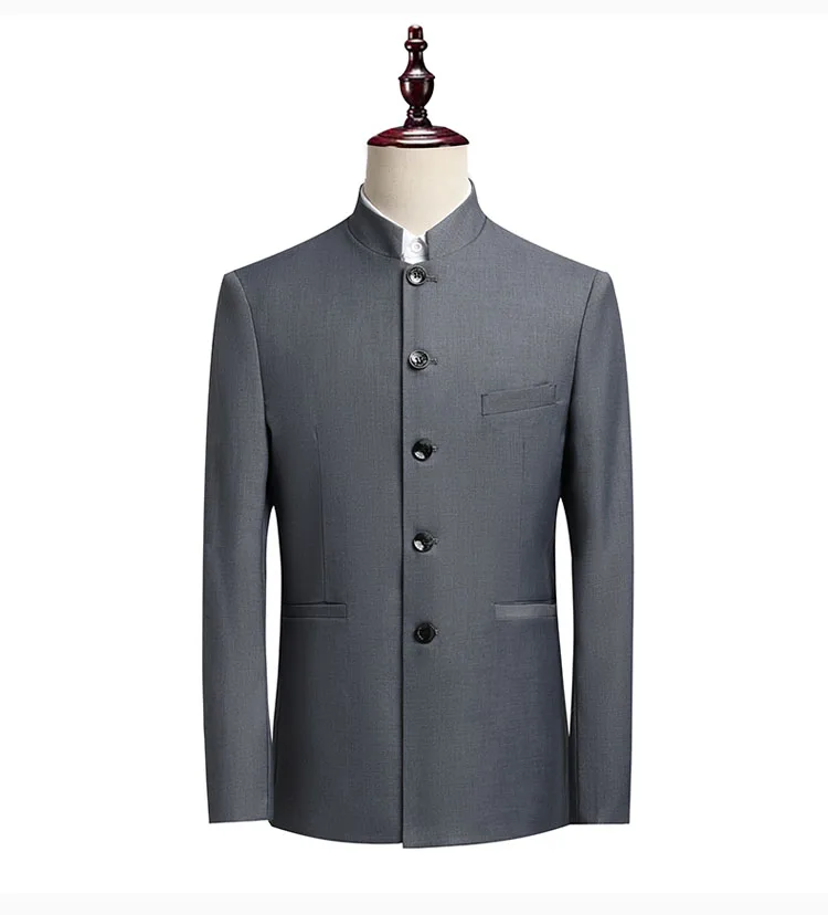 Suit (Blazer+ Pants) Men's Fashion Gentleman Business Outdoor Standing Collar Gentleman Wedding Work Slim Casual MAO Suit