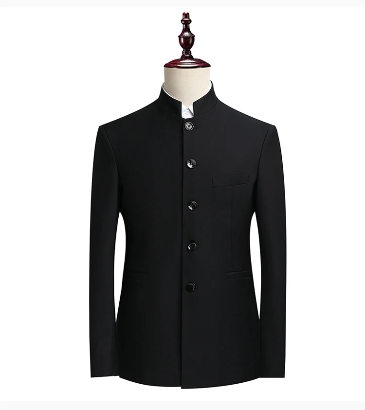 Suit (Blazer+ Pants) Men's Fashion Gentleman Business Outdoor Standing Collar Gentleman Wedding Work Slim Casual MAO Suit