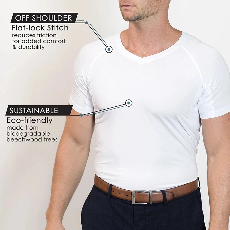 Anti Perspiration T Shirt Anti-Odor Moisture Anti Sweat Proof Resistant Underwear Undershirt For Men
