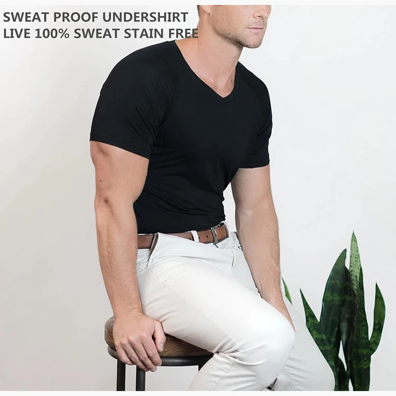 Anti Perspiration T Shirt Anti-Odor Moisture Anti Sweat Proof Resistant Underwear Undershirt For Men