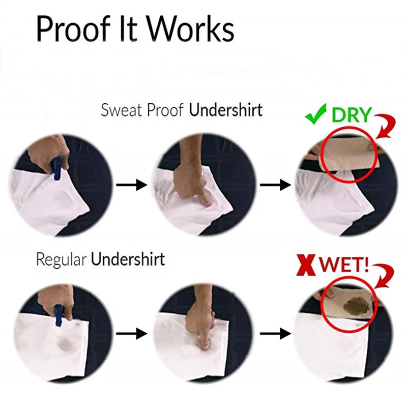 Anti Perspiration T Shirt Anti-Odor Moisture Anti Sweat Proof Resistant Underwear Undershirt For Men