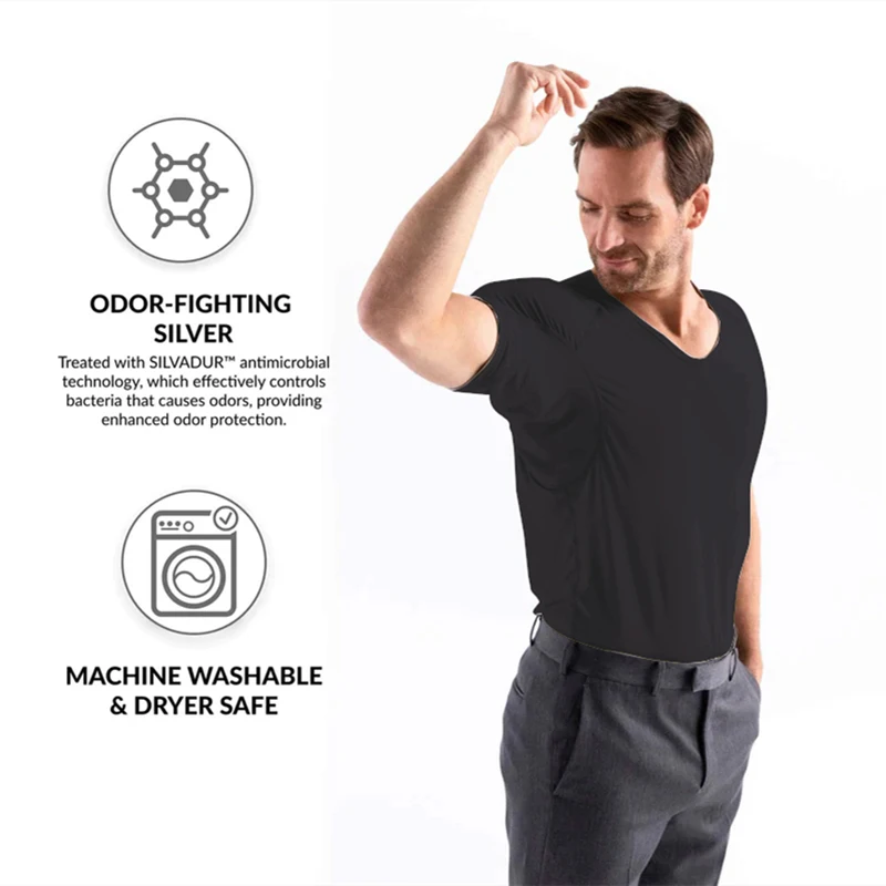 Anti Perspiration T Shirt Anti-Odor Moisture Anti Sweat Proof Resistant Underwear Undershirt For Men