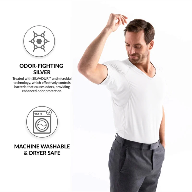 Anti Perspiration T Shirt Anti-Odor Moisture Anti Sweat Proof Resistant Underwear Undershirt For Men