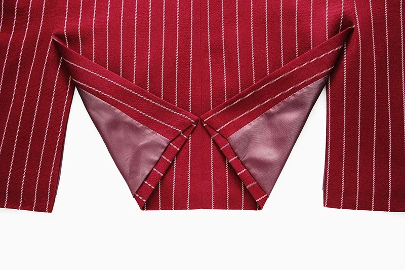 Fashion Men Double Breasted Striped Suit 2 Piece Black / Wine Red Homme Business Social Wedding Party Blazers and Trousers