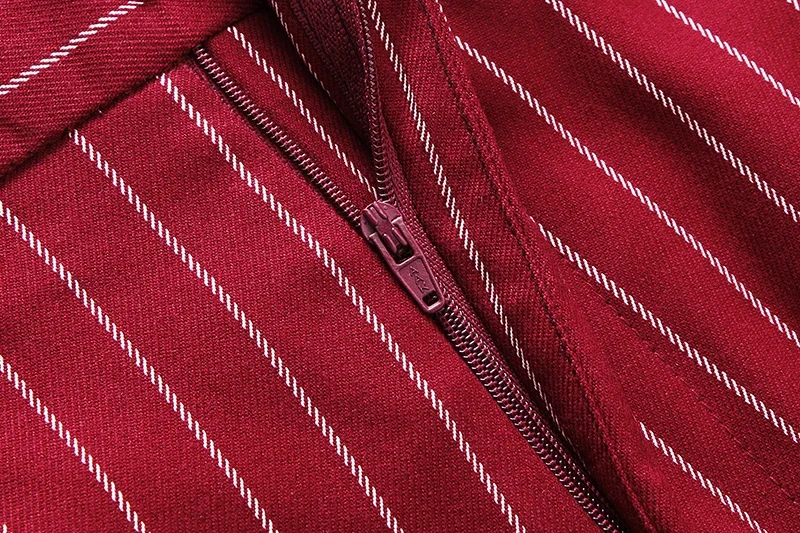 Fashion Men Double Breasted Striped Suit 2 Piece Black / Wine Red Homme Business Social Wedding Party Blazers and Trousers