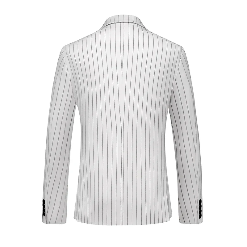 Fashion Men Double Breasted Striped Suit 2 Piece Black / Wine Red Homme Business Social Wedding Party Blazers and Trousers