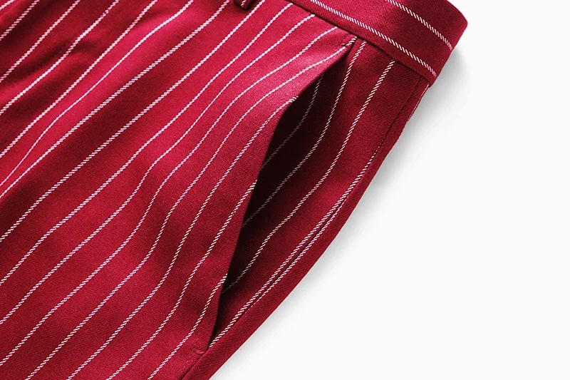 Fashion Men Double Breasted Striped Suit 2 Piece Black / Wine Red Homme Business Social Wedding Party Blazers and Trousers