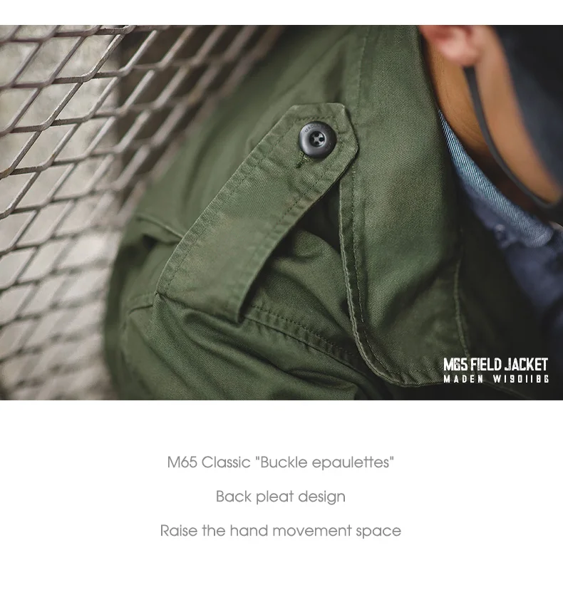 Maden M65 Vintage Coat Parka Cotton Standard Conventional Size Multi Pocket Slim Green Field Jacket for Men's Spring and  Autumn