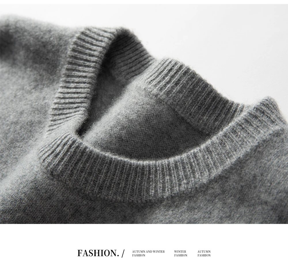 2025 New Autumn 100% Cashmere Sweaters Men O-Neck Knit Pullover Winter Thickened Long Sleeve Casual Tops Men's Bottoming Sweater