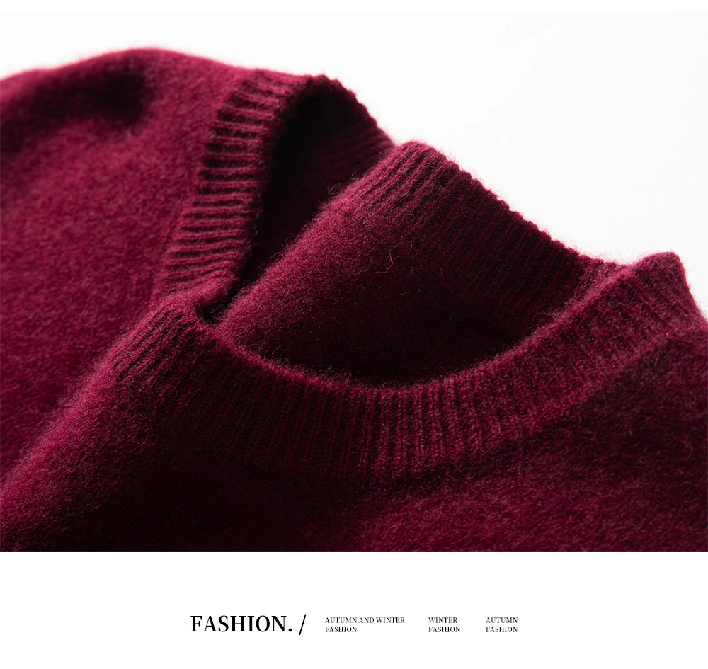 2025 New Autumn 100% Cashmere Sweaters Men O-Neck Knit Pullover Winter Thickened Long Sleeve Casual Tops Men's Bottoming Sweater