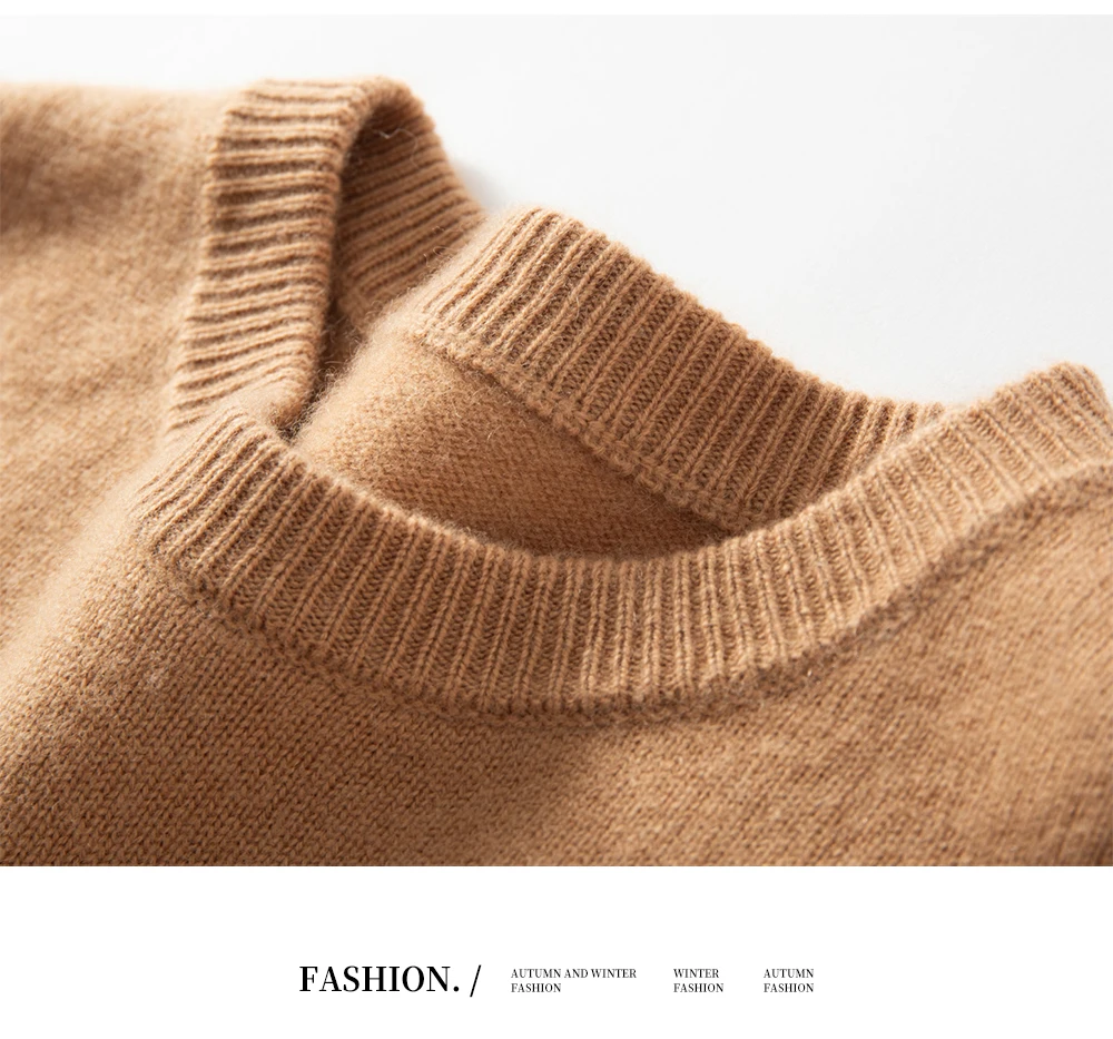 2025 New Autumn 100% Cashmere Sweaters Men O-Neck Knit Pullover Winter Thickened Long Sleeve Casual Tops Men's Bottoming Sweater