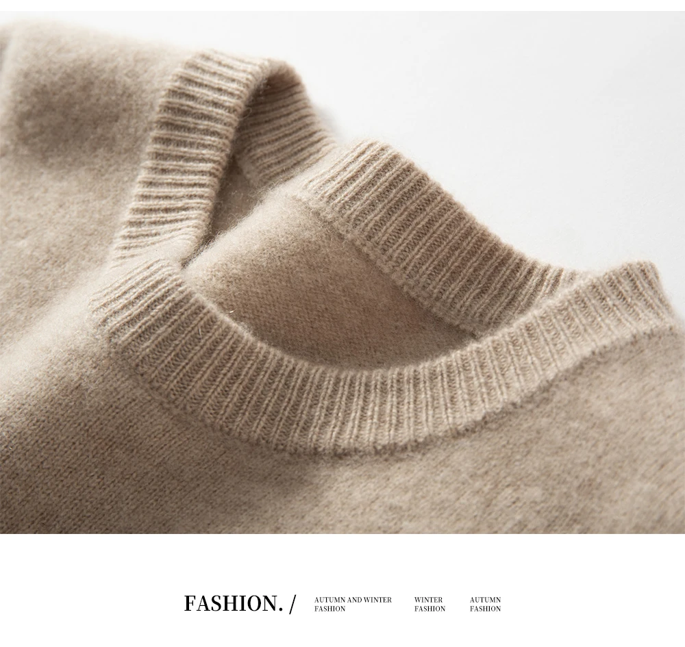 2025 New Autumn 100% Cashmere Sweaters Men O-Neck Knit Pullover Winter Thickened Long Sleeve Casual Tops Men's Bottoming Sweater