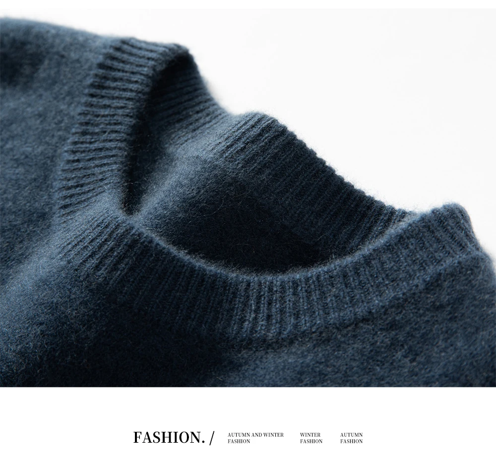 2025 New Autumn 100% Cashmere Sweaters Men O-Neck Knit Pullover Winter Thickened Long Sleeve Casual Tops Men's Bottoming Sweater