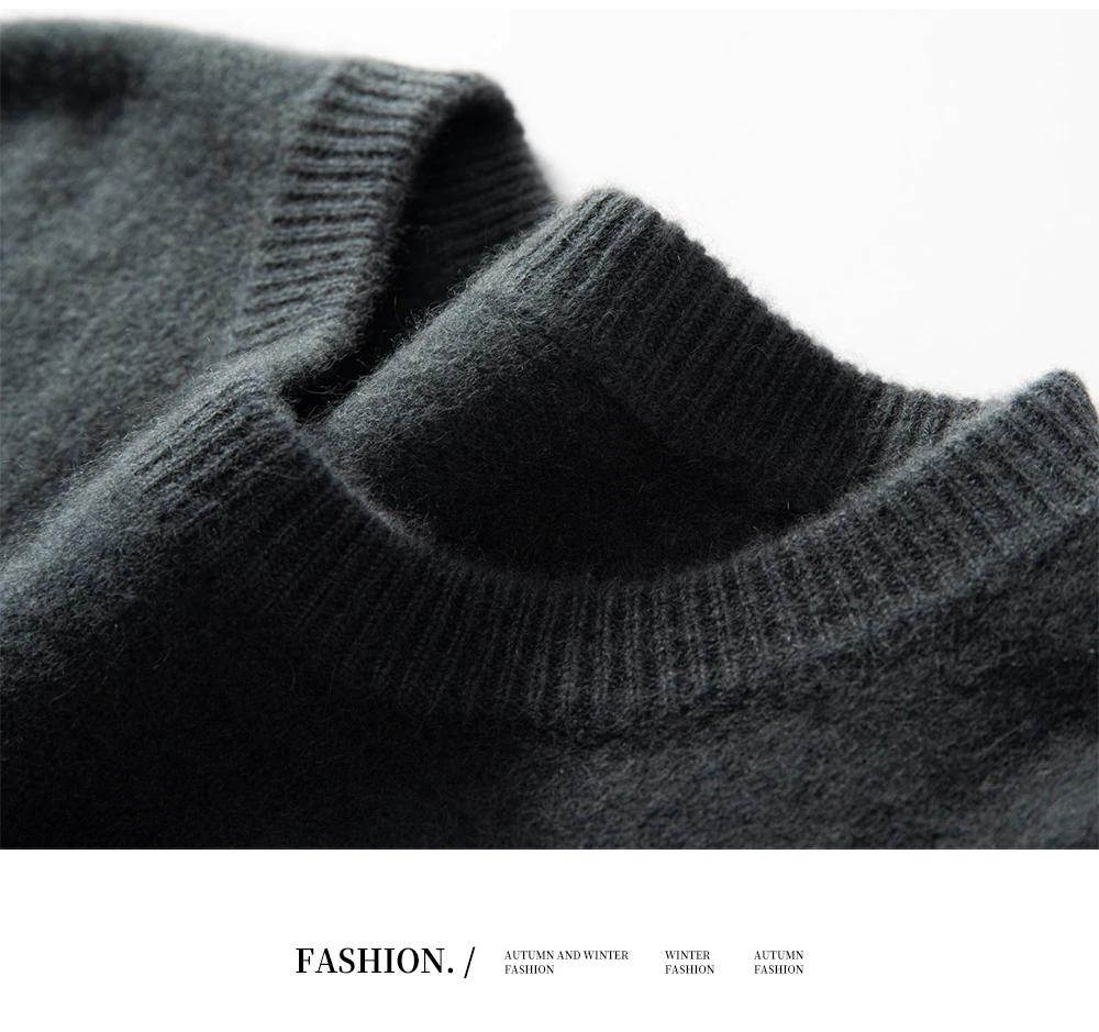 2025 New Autumn 100% Cashmere Sweaters Men O-Neck Knit Pullover Winter Thickened Long Sleeve Casual Tops Men's Bottoming Sweater